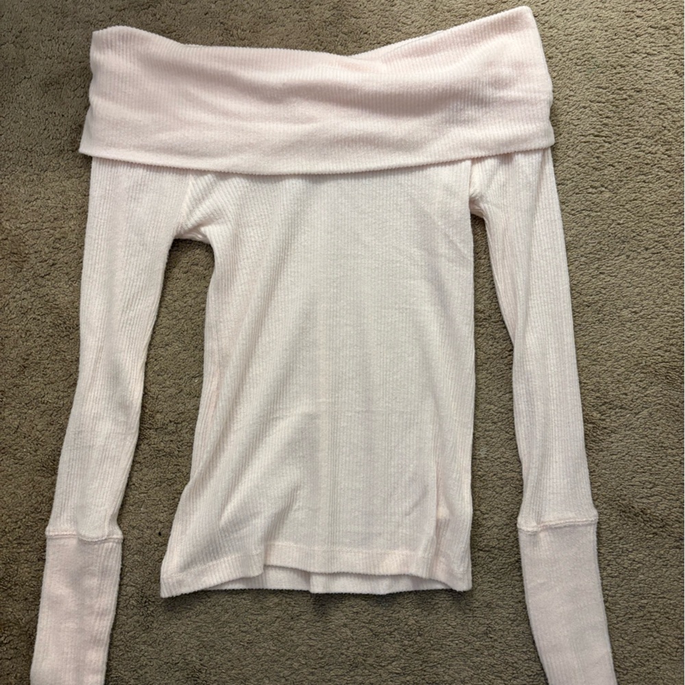We The Free Light Pink Off-the-Shoulder Sweater